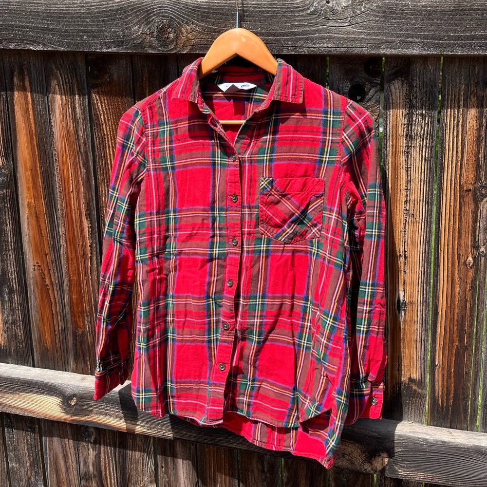 Old Navy • Red and Green Casual Button Down Shirt